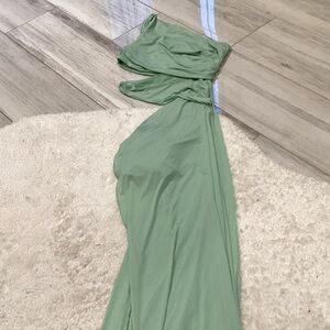 Oh Polly Sage Green One-Shoulder Maxi Dress